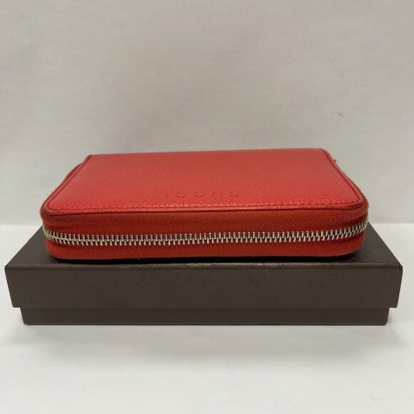 GUCCI Red  Leather Zip Around Wallet - Preowned - Picture 2 of 10